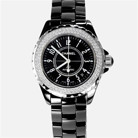 chanel black watch with diamonds|Chanel Watches .